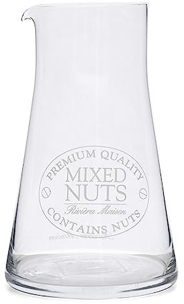 Riviera Maison nussspender, mini Karaffe für Nüsse, Cashew-Kerne, glaskaraffen - Mixed Nut Decanter, snackspender nüsse - Aufbewahrung - Glas - Transparent - (ØxH) 10x16
