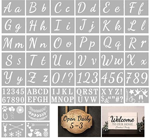 40 Stück Buchstaben Schablone Weihnachten, 17.8 * 11.4cm Zahlen Schablonen Kunst Alphabet Schablonen Groß und Kleinbuchstaben Handwerk für DIY Malerei Holz Wand Papier