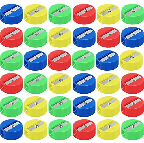 Fainne 200 Pcs Pencil Sharpeners Bulk, Mini Manual Pencil Sharpeners Handheld Small Pocket for Office Supplies Goodie Bags and Gifts, Multicolor (Round)