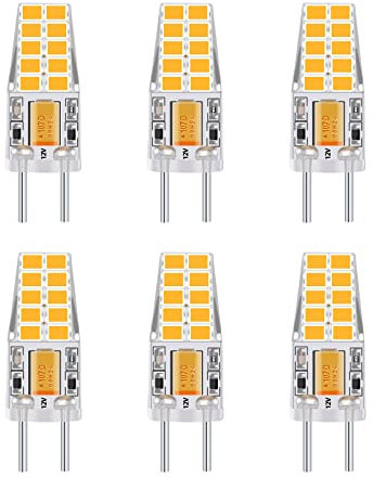 Klarlight 3W G6.35/GY6.35 LED Bi-Pin Sockel, AC/DC 12V 3000K Warmweiß 2-Stifte (6-Pack), Ersatz 25W Halogen Glühbirne, Glühlampe für Kronleuchter, Hängelampen, Wandleuchte, NICHT DIMMBAR