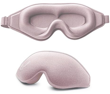 Hunrimu Sleep Eye Mask for Women Men, Soft and Comfortable Night Eye Mask for Sleeping, 3D Blockout Eye Cover for Travel, Blindfold with Adjustable Strap (Pink)