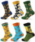 6 Paar Bunte Lustige Socken Herren 43-46 - Beiläufig Gemusterte Baumwolle Motiv Crew Socken