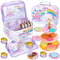 Hovetne 33 PCS Tea Set for Toddlers, Kids Tea Party Pretend Play Toy with Dessert Toy, Childrens Tin Play Tea Set for Girls Aged 3 4 5 6 7 8, Unicorn