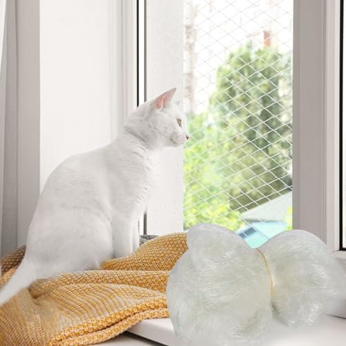 HFDONGL Katzennetz für Balkon 5x5m Balkonnetz für Katzen Fensterschutz Katze Katzenschutz Fenster Katzenschutznetz Katzengitter Schutznetz für Balkone Treppen Fenster Terrassen (Transparent)