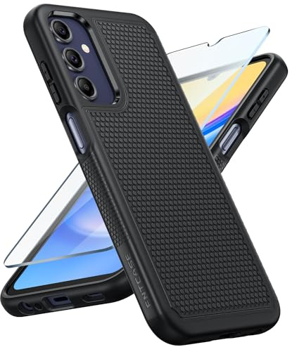 FNTCASE for Samsung A15 Phone Case: Dual Layer, Non Slip Textured, Black