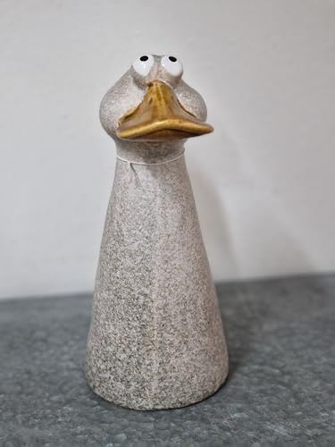 Trämask staketfigur anka, staketpall/stolppall av keramik, H 21 cm, trädgårdsdekoration