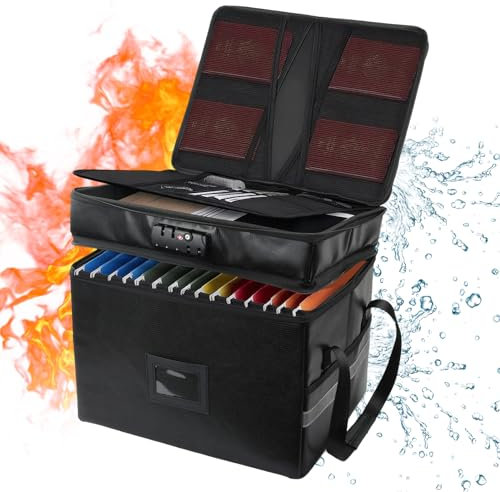 Bolsa para Documentos Ignífuga de Caja Fuerte con Cerradura, Cajas ignifugas, Estuche de Archivo Portátil Ignífugo, Bolsa Organizadora de Almacenamiento de Archivos para Viajes, Casa, Oficina (B)