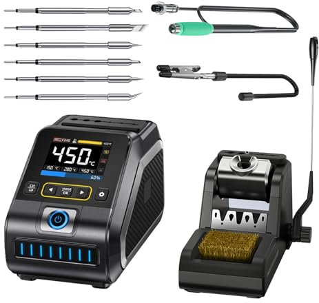 Gotrain DWS-200 Lötstation Profi Lötkolben Station Set 100-450°C Keramikheizelement LCD-Display für Elektronik, DIY-Projekten, Nachbesserungen, Reparaturen