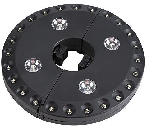 Palo per Ombrellone da Esterno 28 Luci a LED con Tre modalità di Illuminazione Design per Lampada Notturna da Campeggio per Giardino, Patio, Prato (BLACK)