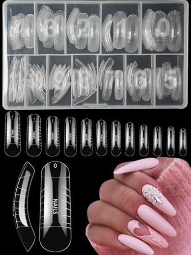 XIAOHEBAN 120 Pezzi Unghie Finte Nail System Dual Nail Form, 12 Taglie Dual Form Ovail Acrilico Tip Unghie Ricostruzione con Scala Graduata per Unghie Strumenti, Per Manicure E Nail Art Diy At Home