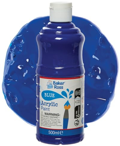 Baker Ross FN507 Vernice acrilica blu da 500 ml - Confezione da 1, vernice per arti e mestieri, vernice per bambini