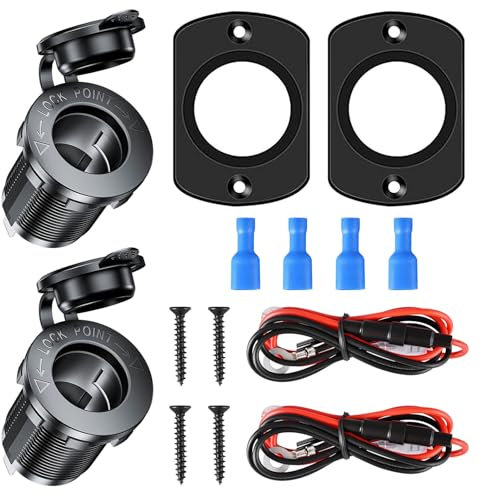 GTIWUNG 2 Pezzi Auto Presa accendisigari 12V Femmina con Pannello, Adattatore Universale per Accendisigari con Cavo di Collegamento da 0,6m per Navi,Auto,motocicletta,impermeabile