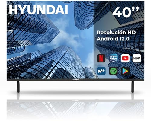 Hyundai Smart TV LED 40 Hyundai HTV4000A HD DVBT2-S2 E Negro Android 12.0 Mando con Acceso Directo a Apps Conexión Mi