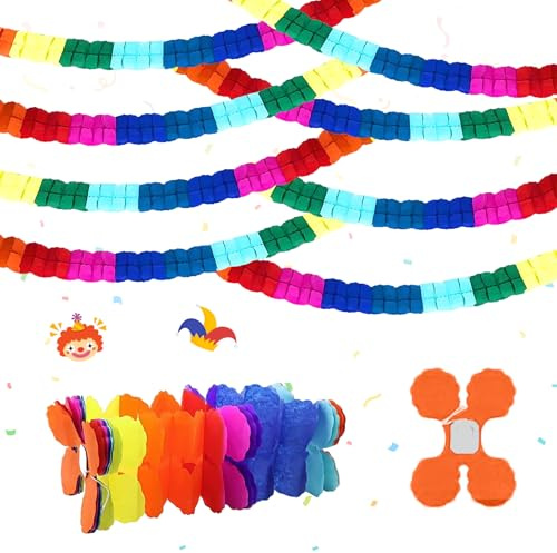 CHIHOLEN 8 Stück Bunt Girlande Papier Deko, Girlande Geburtstag, Hängenden Partygirlanden, Papiergirlande Set für Abschlussfeier Jugendweihe Party Hochzeit Karneval Fasching Party Dekoration