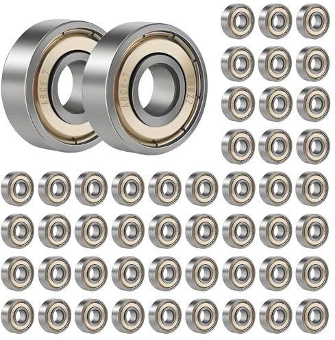 50PCS 608ZZ Ball Bearings, ABEC-7 Double Metal Shielded Deep Groove Ball Bearings 8x22x7mm, Pre-Lubricated Chrome Steel for Skateboards, Inline Skates, Scooters & 3D Printers