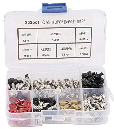 Set de Tornillos para Placa Base y Disco Duro, Kit de 202 Piezas con Caja de Almacenamiento - Accesorios Duraderos, Reparación de Ordenadores y Equipos Móviles