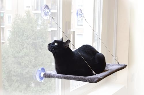 United PETS UP5501GR kattbädd för fönster med sugproppar, grå, 37 x 47 cm, 0,5 kg