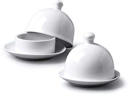 WM Bartleet & Sons 1750 TSET33 Set di 2 Ciotole Tradizionali in Porcellana, con Coperchio, 9 cm, Colore: Bianco