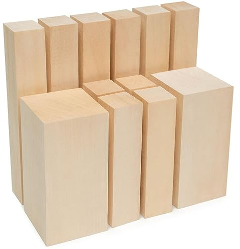 BeaverCraft BW12 Holzblöcke zum Schnitzen - Schnitzholz-Set aus Lindenholz – Linde Basswood zum Holzschnitzen – Balsa Holzblöcke