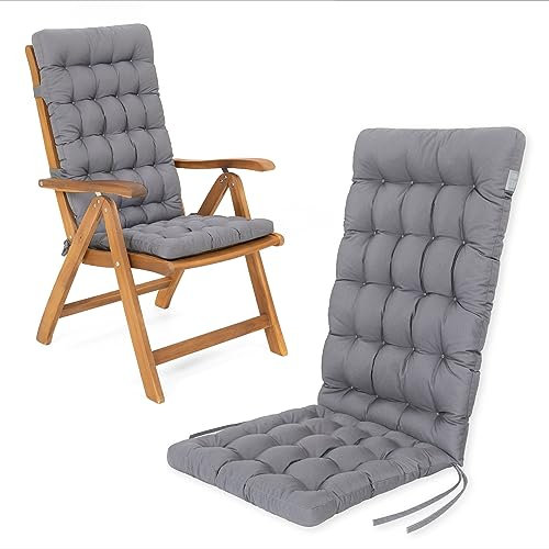 HAVE A SEAT Living - Hochlehner Auflage (1 St.) - Sitzpolster Gartenstuhl - Bequem, Wetterfest, Waschbar bis 95°C, Orthopädisch - Made in Germany (1 Stück - 120x48 cm, Hellgrau)