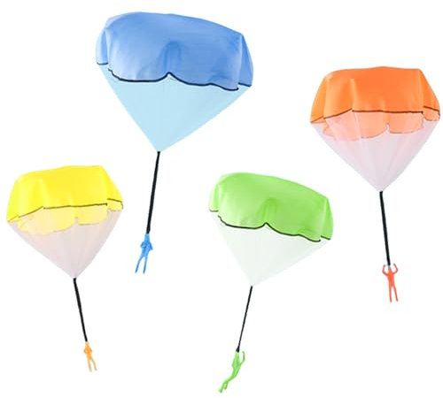 4 Stück Fallschirm für Kinder Fallschirmspielzeug für Kinder Fallschirmspringer Outdoor-Flugspiele für Kinder