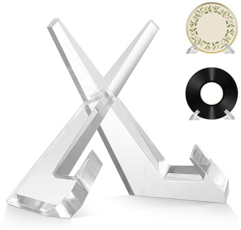 Cityjoy Plate Stand for Display 6.5 Platter Holder Display Stand, Kitchen Dinner Dish Tray Holder, Acrylic Picture X Frame Stand, Decorative Table Top Easels for Display