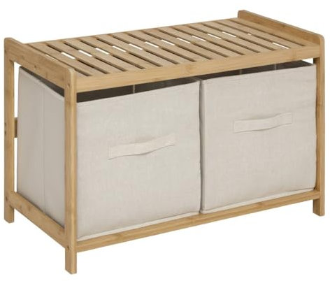 5 five simply smart 5five - Banc de Rangement Tidy Box avec 2 paniers en Bambou Marron 66,8x35cm