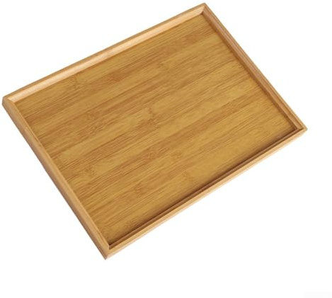 HEIBTENY Bandeja multifuncional de madera de bambú, placa de catering, plato plano, bandeja rectangular de bambú, vajilla, bandeja de comida para cocina, fiesta, barra de té (44 x 32 cm)
