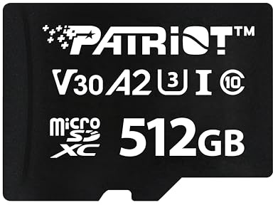 Patriot VX Series 512GB Micro SDXC V30 A2 UHS-I U3 4K UHD Memory Card - PSF512GVX32MCX