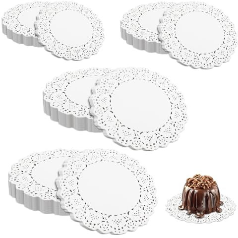 200 Stück Tortenspitze Klein, Tortenspitze Rund 4 Größen Kuchenmatte Papier Weißes Tortenpapier Spitzenpapier Küche Backpapier Tortendeckchen aus Papier für Hochzeit, Geburtstag, Kuchen, Desserts