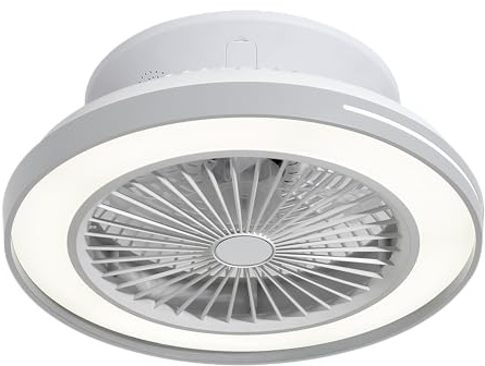 Sulion - Ventilador de Techo Robotto Blanco con Luz LED Regulable y Altavoz Bluetooth | Motor DC Silencioso 6 Velocidades | RGB Dinámico, Temporizador y Modo Invierno | IP20
