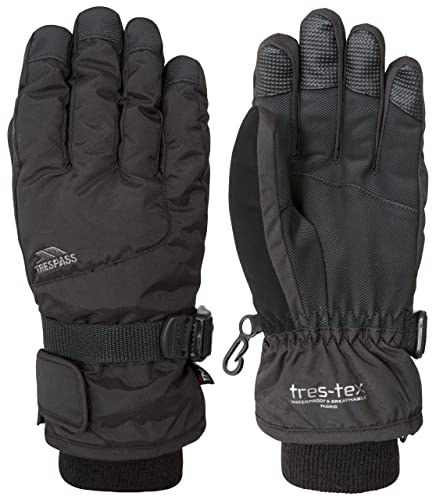 Trespass Ergon II Adults Waterproof Ski Gloves in Grey & Black with Nose Wipe