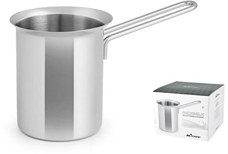 INOXPRAN - Bollilatte INOXMILK, Manico Lungo, in Metallo, Grigio, Dimensioni 7x7x24 cm, Classico e Igienico 100%, Prodotto Originale e Certificato, Lavabile in Lavastoviglie