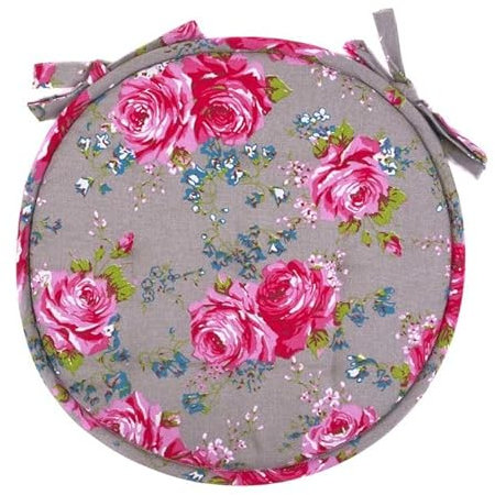 Mood rund Kollektion Rosmarin Bedruckt Bistro Sitz Garten Kissen, 40 cm, Polyester, Pebble/Pink, 30 x 40 x 30 cm