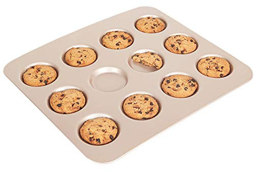 CANDeal Teglie Antiaderenti in Acciaio al Carbonio per Whoopie Pie, Teglia Antiaderente per Muffin, Vassoio da 12 Tazze per La Cottura di Biscotti A Goccia, Moon Cake, Muffin, Uova