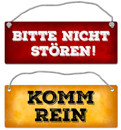 Bitte nicht stören - Komm rein Wendeschild in Gelb und Rot mit Kordel Schild