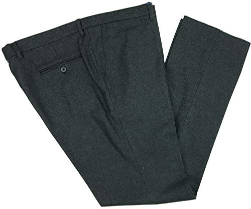 Alfio Collection Pantalone Uomo Classico in Pura Lana Senza Pens Elegante Flanella Vita Alta 48 50 52 54 56 58 60 (IT, Numero, 50, Regular, Regular, Grigio Scuro)