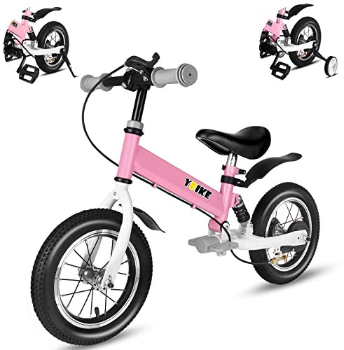 YBIKE Laufrad 2 in1, kinderfahrrad Mit Pedalen, Stoßdämpfern, Schutzblechen,12 14 Zoll laufräder Geeignet für Kinder Von 2-7 Jahren 4 Farben Ausbildungsfahrzeuge