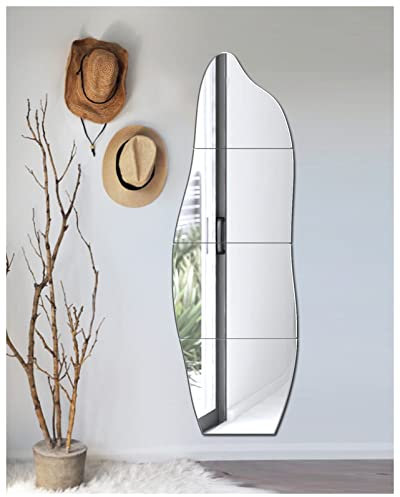 Qeenmy Specchio da Parete Adesivo Piastrelle a Specchio Decorazione Murale Rettangolare Specchi Decorativi da Decorazioni Parete per Armadio Palestra Ingresso Soggiorno