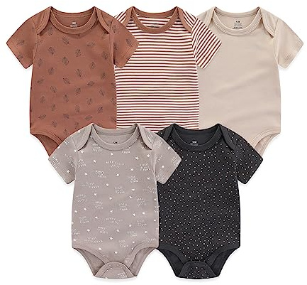 Chamie Baby Boys Bodysuits 5-Pack Baby Clothes Short Sleeve Cotton Infant Sleepsuit Summer