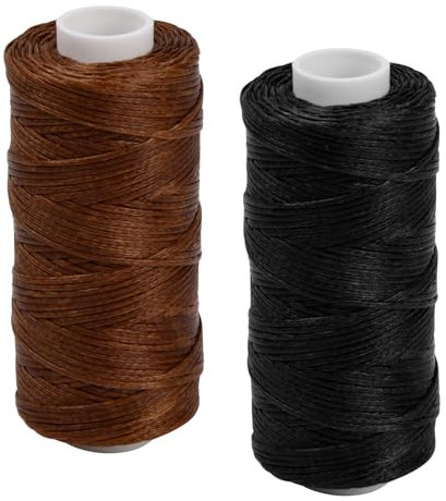 Leder Faden 150D Leder Wachsfaden 50m Ledernähgarn Buchbinden Garn für Lederhandwerk DIY Nähen Handwerk Schmuckherstellung Handnähen von Leder und Buchbinden (Schwarz + Braun)