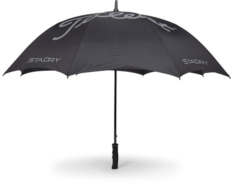 Titleist StaDry Regenschirm, Einzelhimmel, Schwarz/Grau