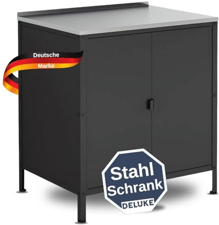 DELUKE® Outdoor Schrank Wetterfest KUMO - Stahl | Gartenschrank Balkon Schrank Außen Terrassenschrank Aussenschrank Mehrzweckschrank Außenbereich Lagerschrank Metallschrank