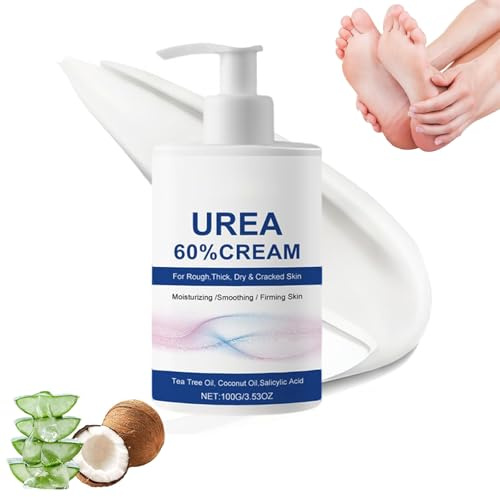 Crema Urea,60% Crema Urea, per Levigare la Pelle Ruvida e Dura, per Un'idratazione Profonda, per Piedi, Mani, Talloni, Gomiti, Unghie e Ginocchia