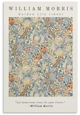 William Morris Réplique de peintures à l'huile Célèbre Lys doré (1899) Affiches d'œuvres d'art sur toile Décoration murale encadrée sans cadre 40 x 60 cm