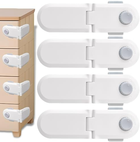 4 Pezzi Multiangolare Blocca Cassetti Per Bambini, Sicurezza Cassetti Bambini con Potente Adesivo, Nessun Trapano Necessarioc, Chiudi Cassetti Bambini per Armadietto, Cassetto, Armadio, Frigorifero