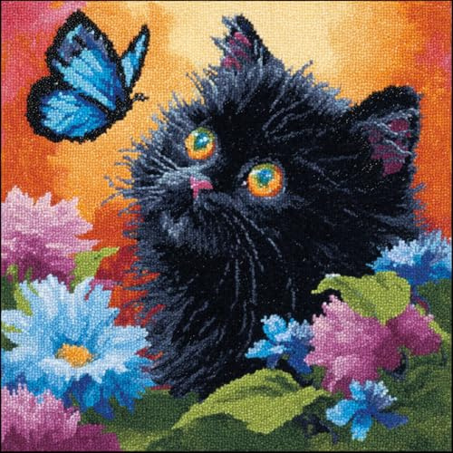 AMBATTERY Kit De Cojín Con Gancho De Pestillo Animales y gatos Kit De Costura De Fundas De Almohada 43x43cm Kits De Hilo De Ganchillo Para Bricolaje Kits De Punto