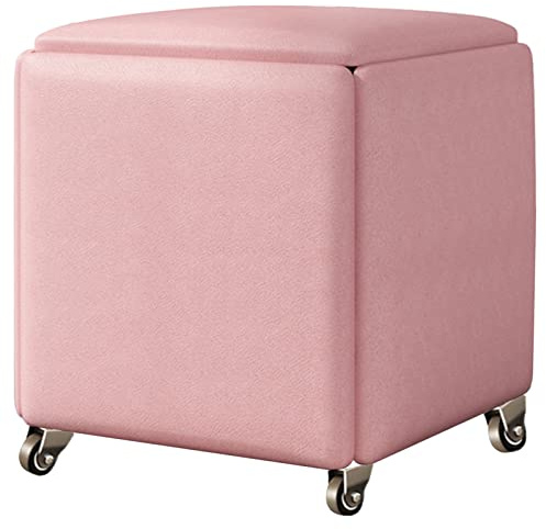 LMMSHA Multifunktionella Magic Cube Nesting Chair Hjul i stapelbar kökssoffa pall med stoppad sits och metallram för platsbesparande förvaringslösning