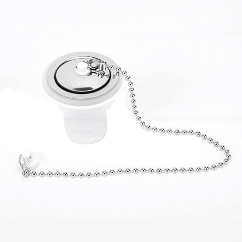 aqxreight Connecteur de Vidange D'évier de Camping-car, en Acier Inoxydable ABS, étanche, Anti-oxydation, Résistant à L'usure, avec Couvercle d'étanchéité, Chaîne Anti-perte, pour