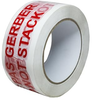 Tecplast Ruban adhésif d'emballage 28µ blanc imprimé NE PAS GERBER en rouge - rouleau adhésif d'expédition 50 mm x 100 m
